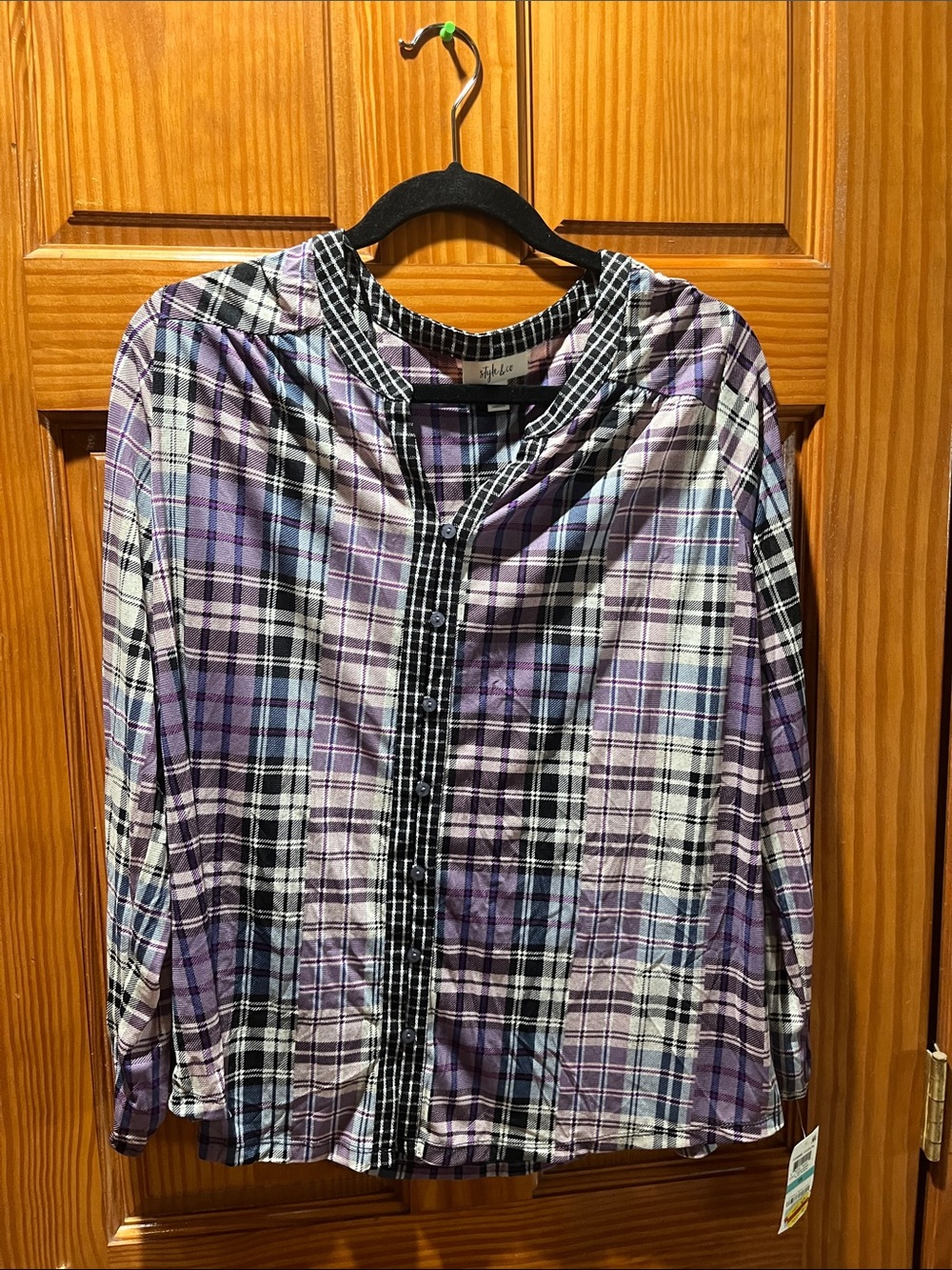 Style & Co. Purple Plaid Button-Front Casual Shirt